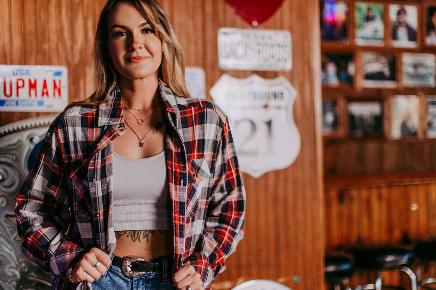 Yee Haw Acid Washed Plaid Flannel