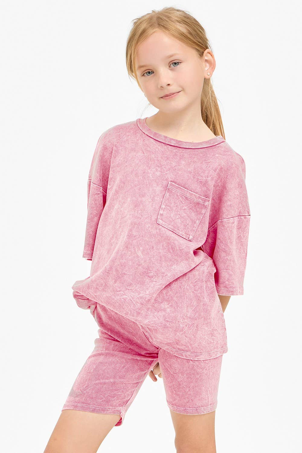 Mineral Washed Top and Biker Shorts Set