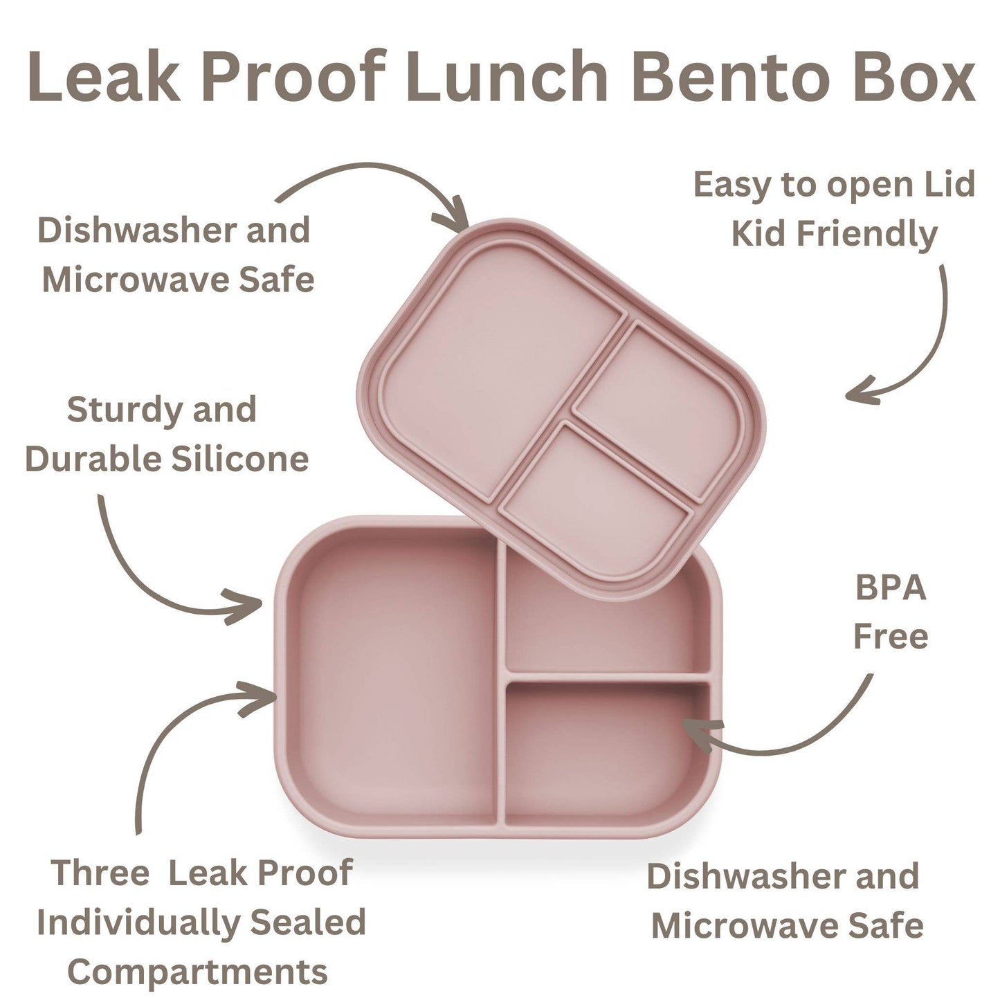 Ali+Oli Leakproof Silicone Bento Box (Rose) Back to School