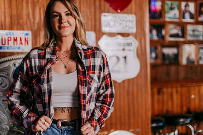 Yee Haw Acid Washed Plaid Flannel