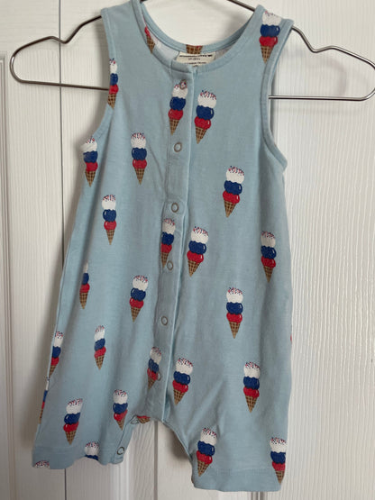 Red, White and Blue Ice Cream Romper 0-3M