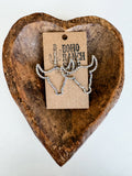 Rhinestone Steer Bull Head Earrings: SILVER