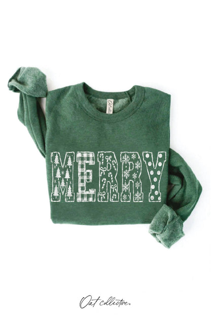 MERRY PATCH SKETCH Graphic Sweatshirt : HEATHER FOREST / M