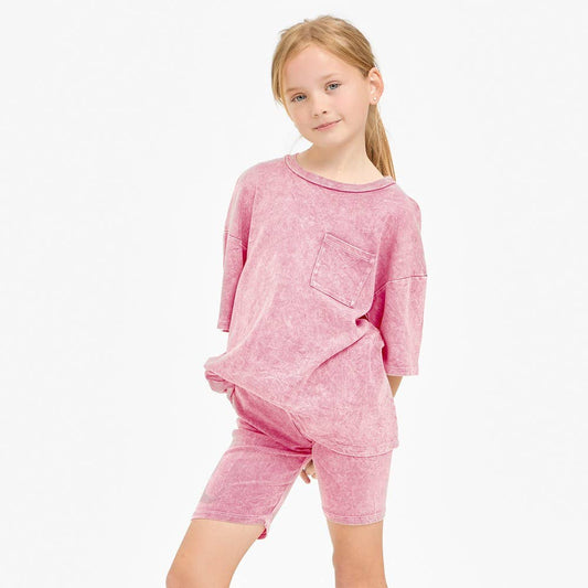 Mineral Washed Top and Biker Shorts Set