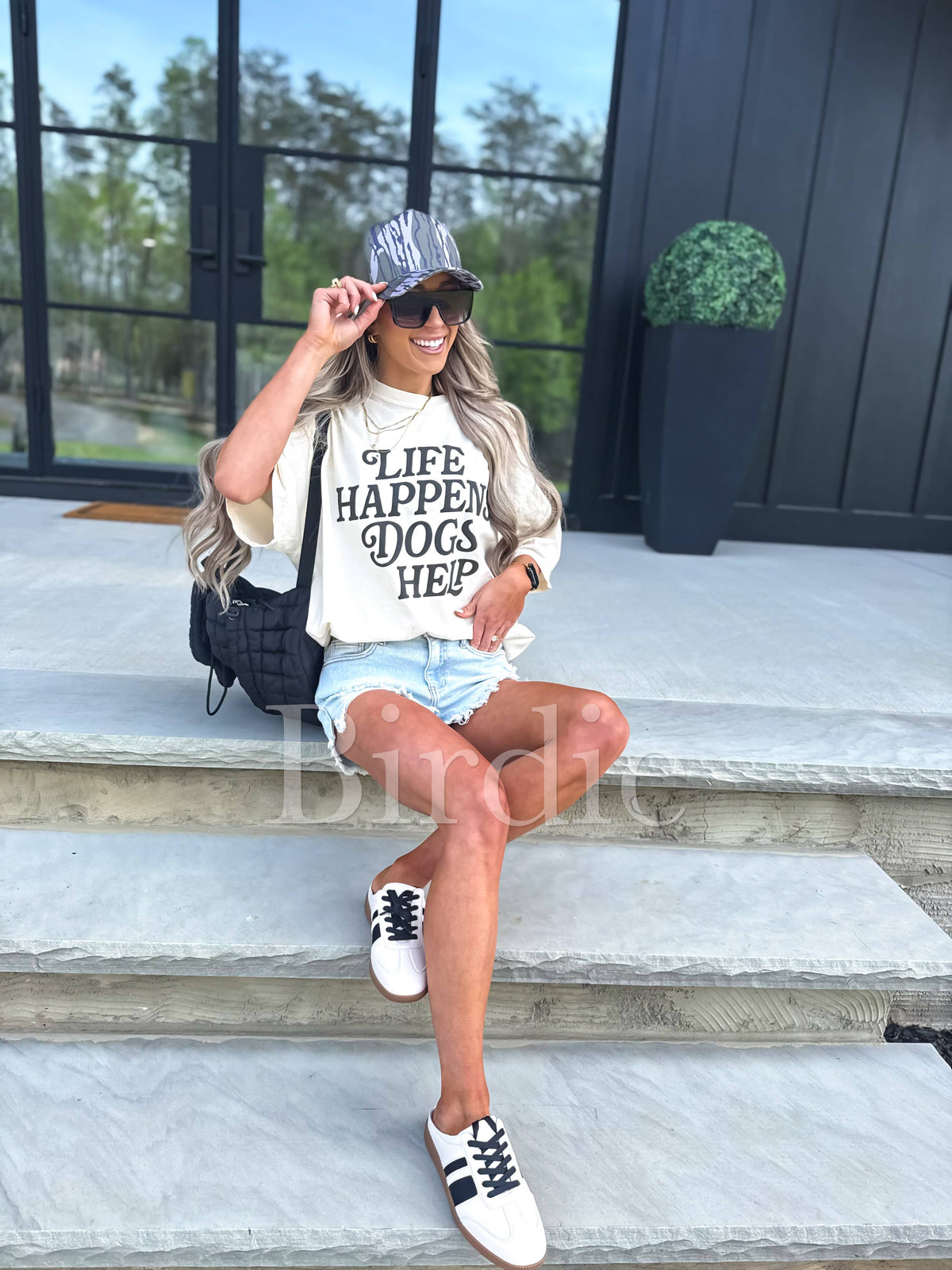 Life Happens Dogs Help Graphic Tee on Ivory: M
