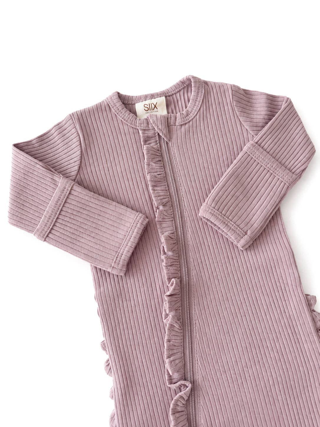 Ribbed Frill 2-Way Zip Footie