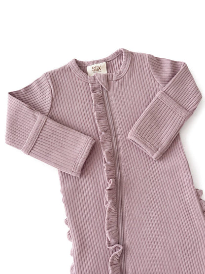 Ribbed Frill 2-Way Zip Footie