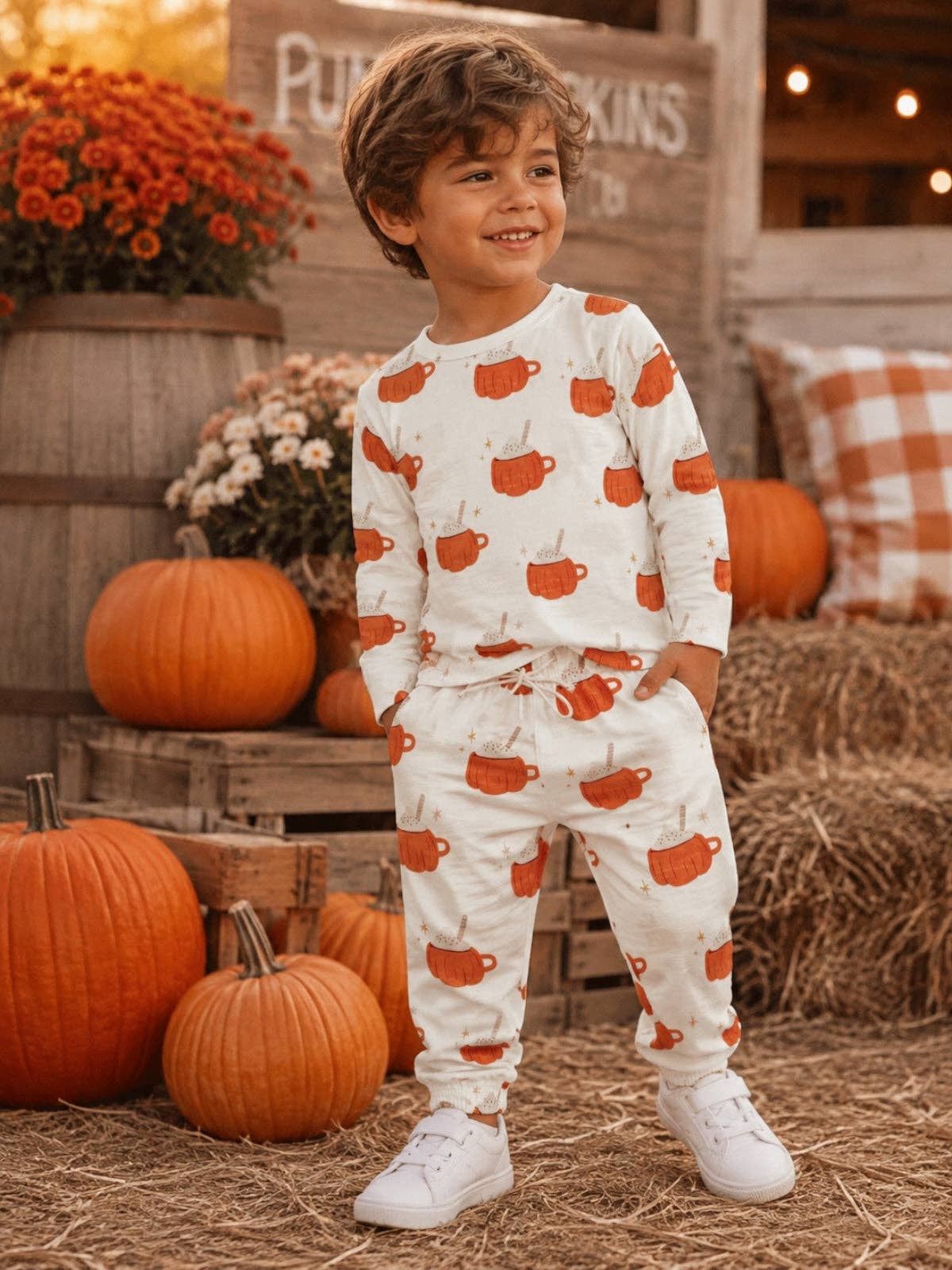 Pumpkin Mug Organic Long Sleeve Tee & Pant Set