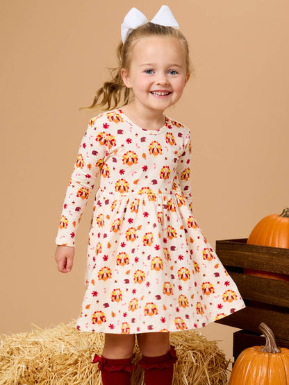 Turkey Gobble Knit Long Sleeve Twirl Dress