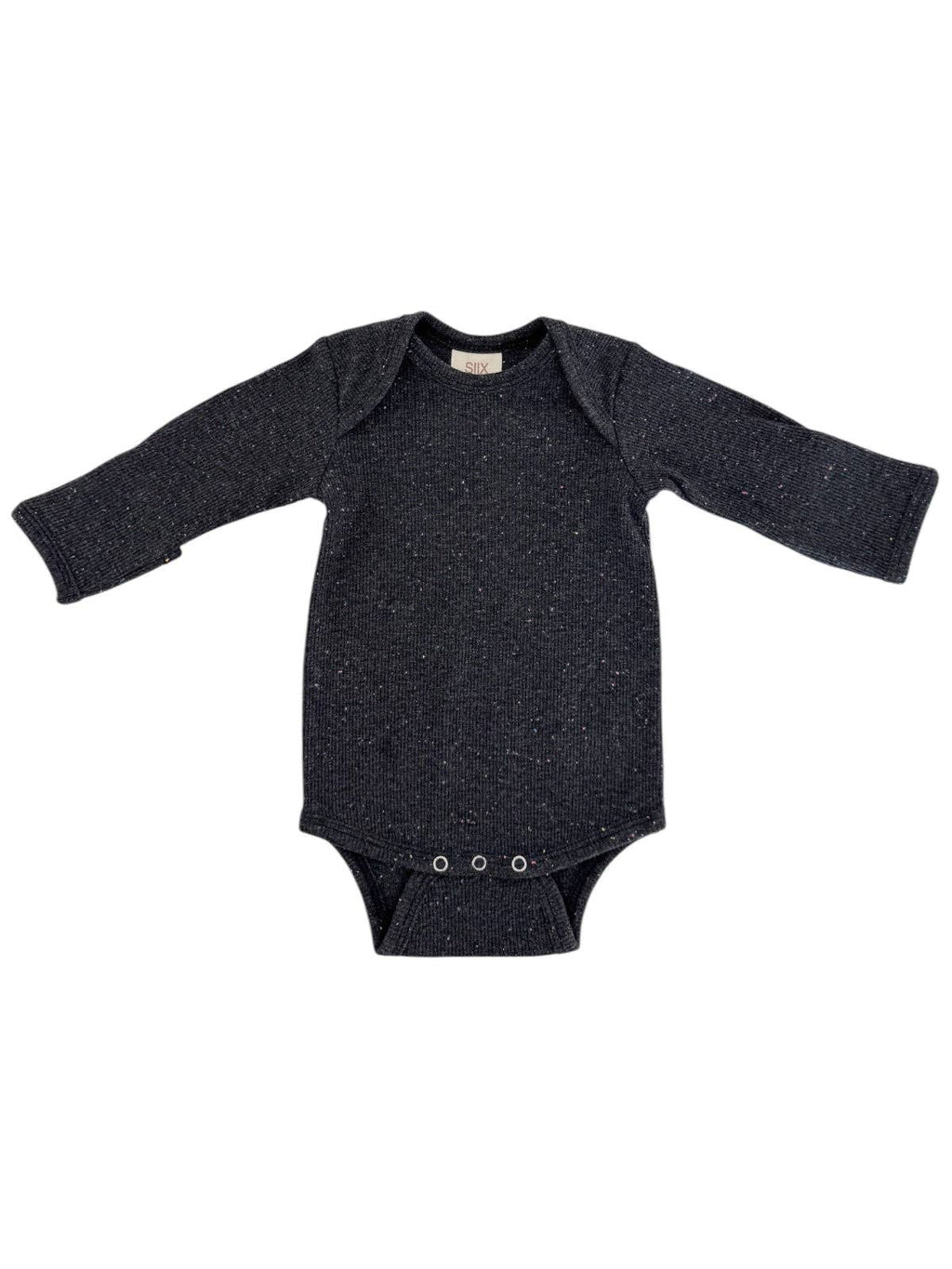 Charcoal Speckle Long Sleeve Bodysuit: