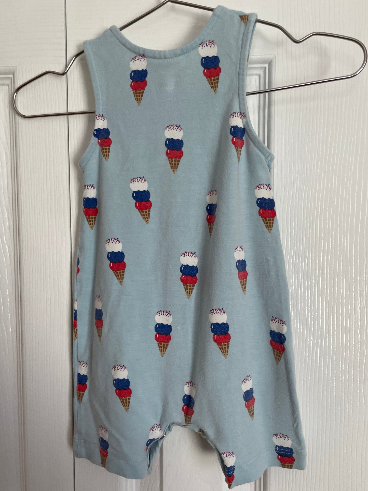 Red, White and Blue Ice Cream Romper 0-3M