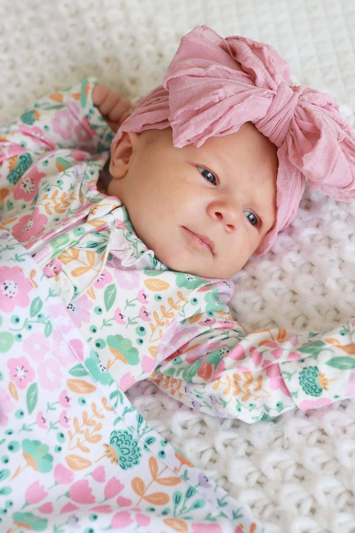 Whimsy Floral Ruffle Footie