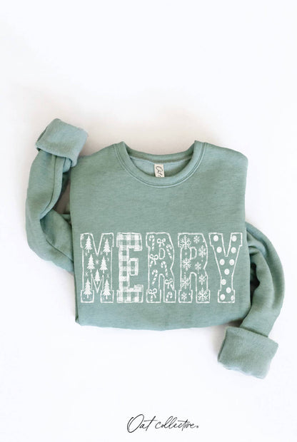 MERRY PATCH SKETCH Graphic Sweatshirt : HEATHER FOREST / M