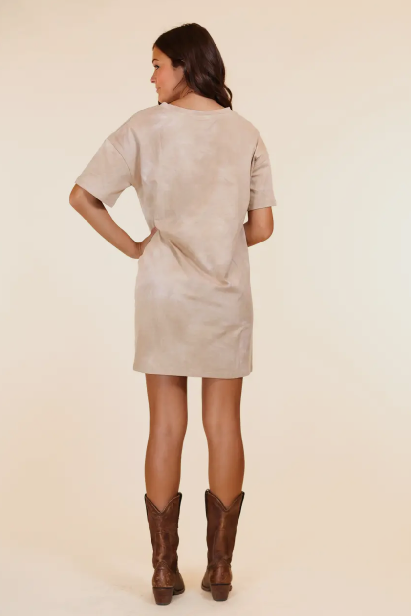 Tan Tie Dye T Shirt Dress