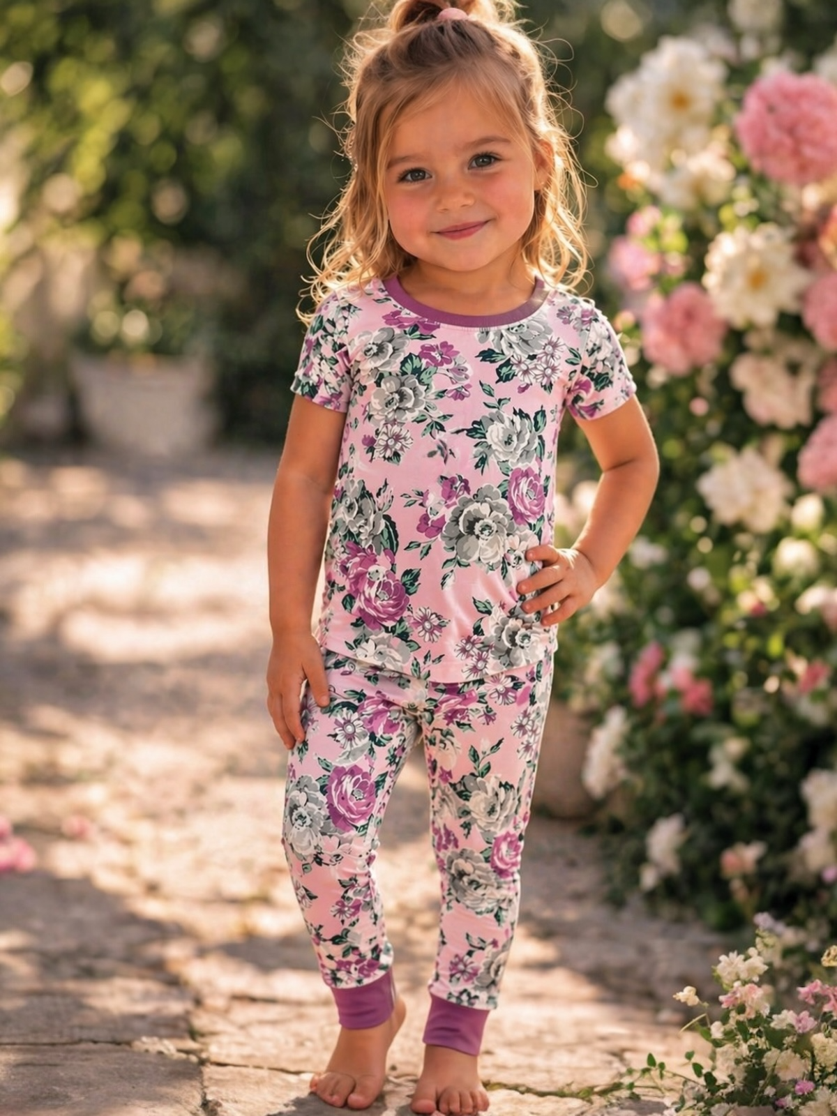 Short Sleeve 2-Piece Floral Lounge Set