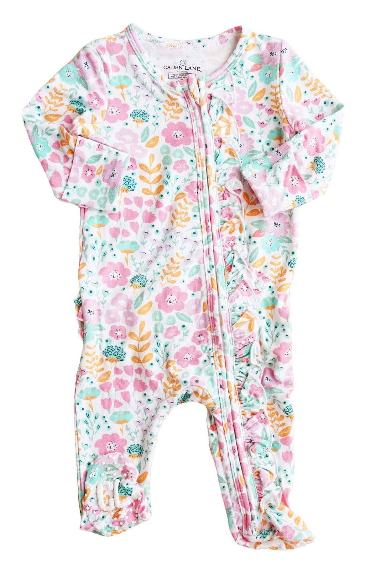 Whimsy Floral Ruffle Footie