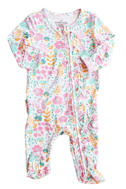 Whimsy Floral Ruffle Footie
