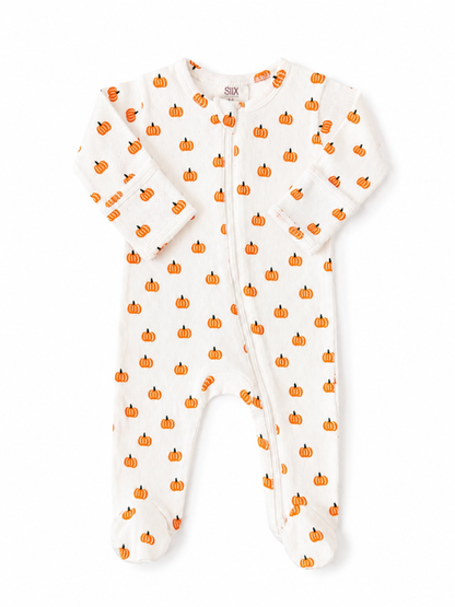 Pumpkin Organic Pointelle 2-Way Zip Footie