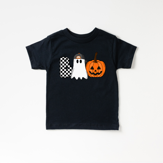 Boo Crew Boo Ghost Pumpkin Boys Halloween Kids Shirt  : Black / 12/18 Month