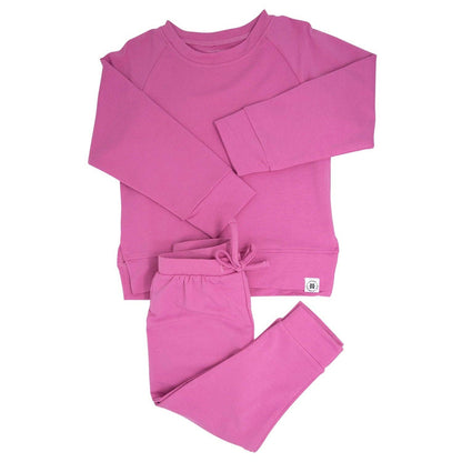 Crew Neck Jogger Set Raspberry Rose: Raspberry Rose French Terry / 7 Years