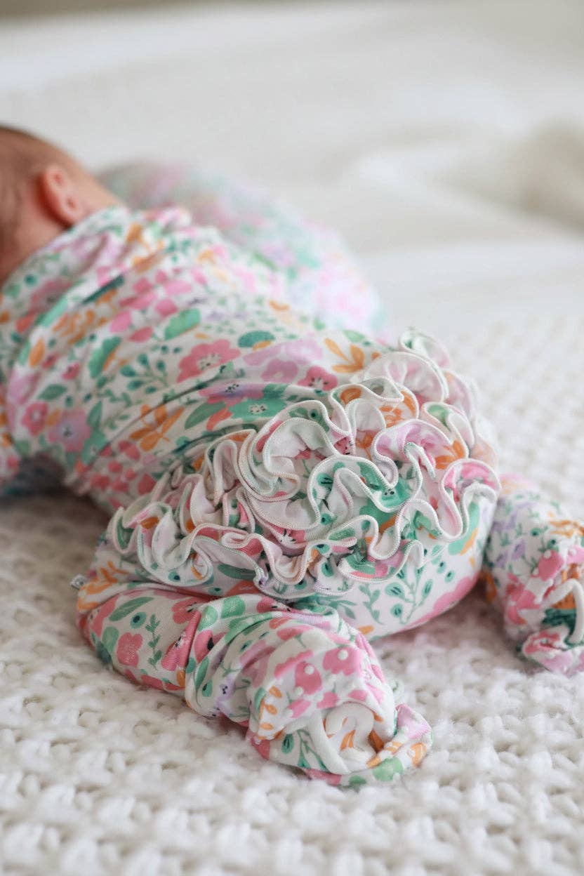Whimsy Floral Ruffle Footie