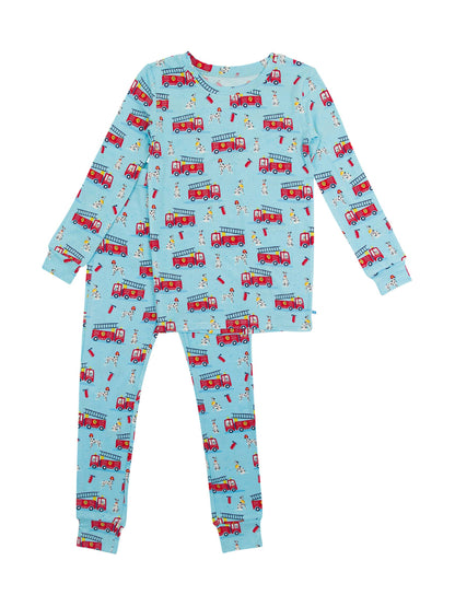 SoftSnooze™ Kids Bamboo Viscose Paws To The Rescue Long Sleeve Pajama Set: Blue / 12-18m