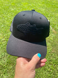 Blacked out fish trucker hat