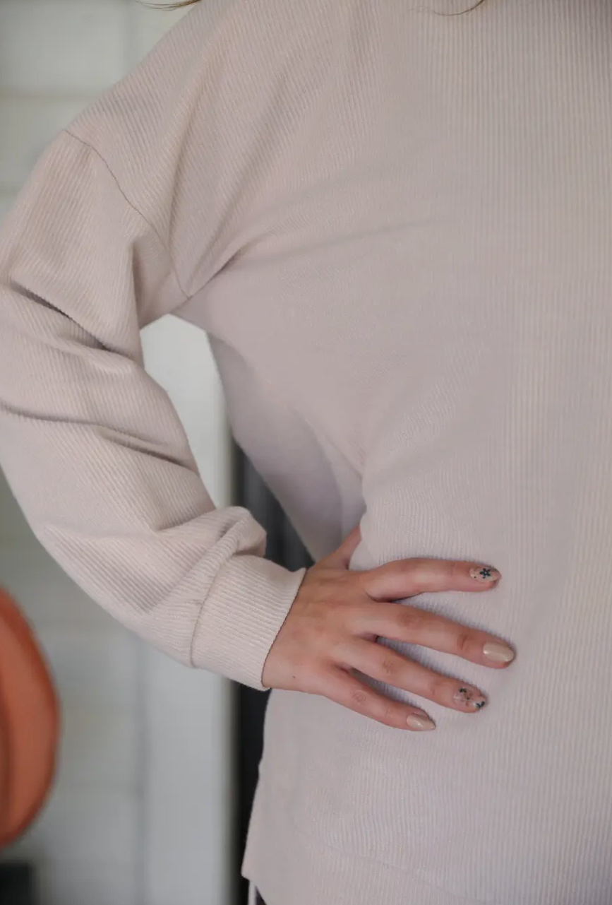 Taupe corded pullover