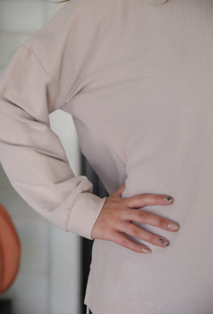 Taupe corded pullover