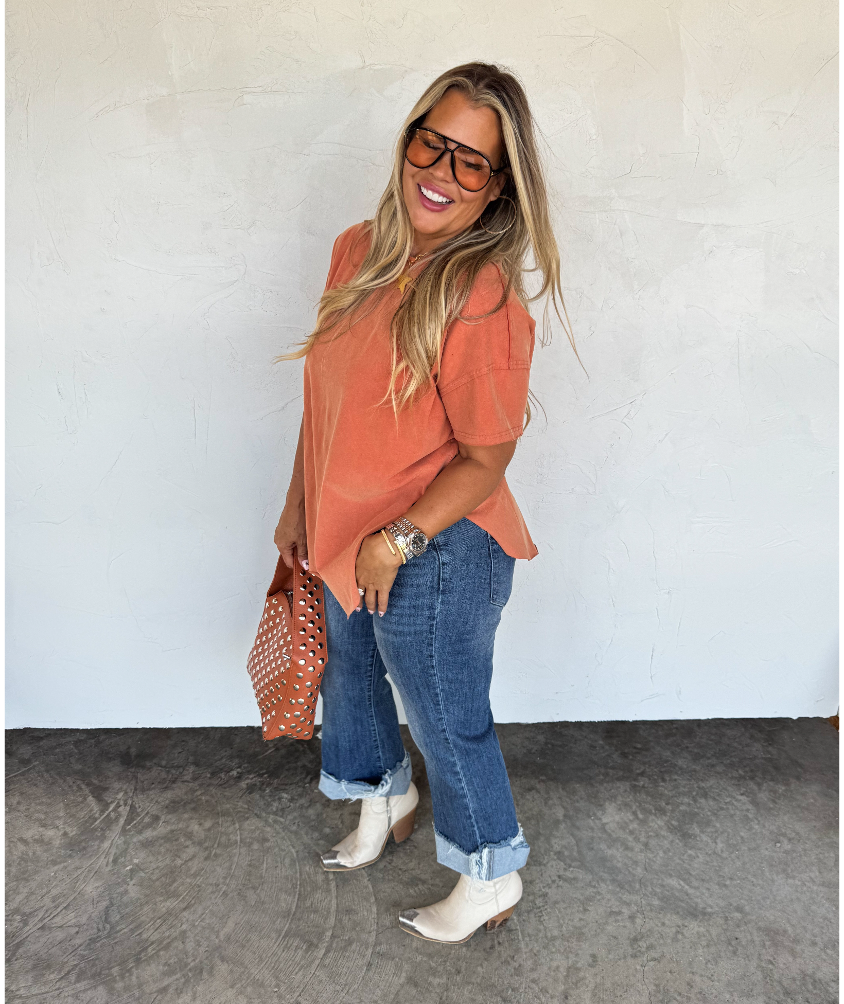 Joey oversized tee in Rust