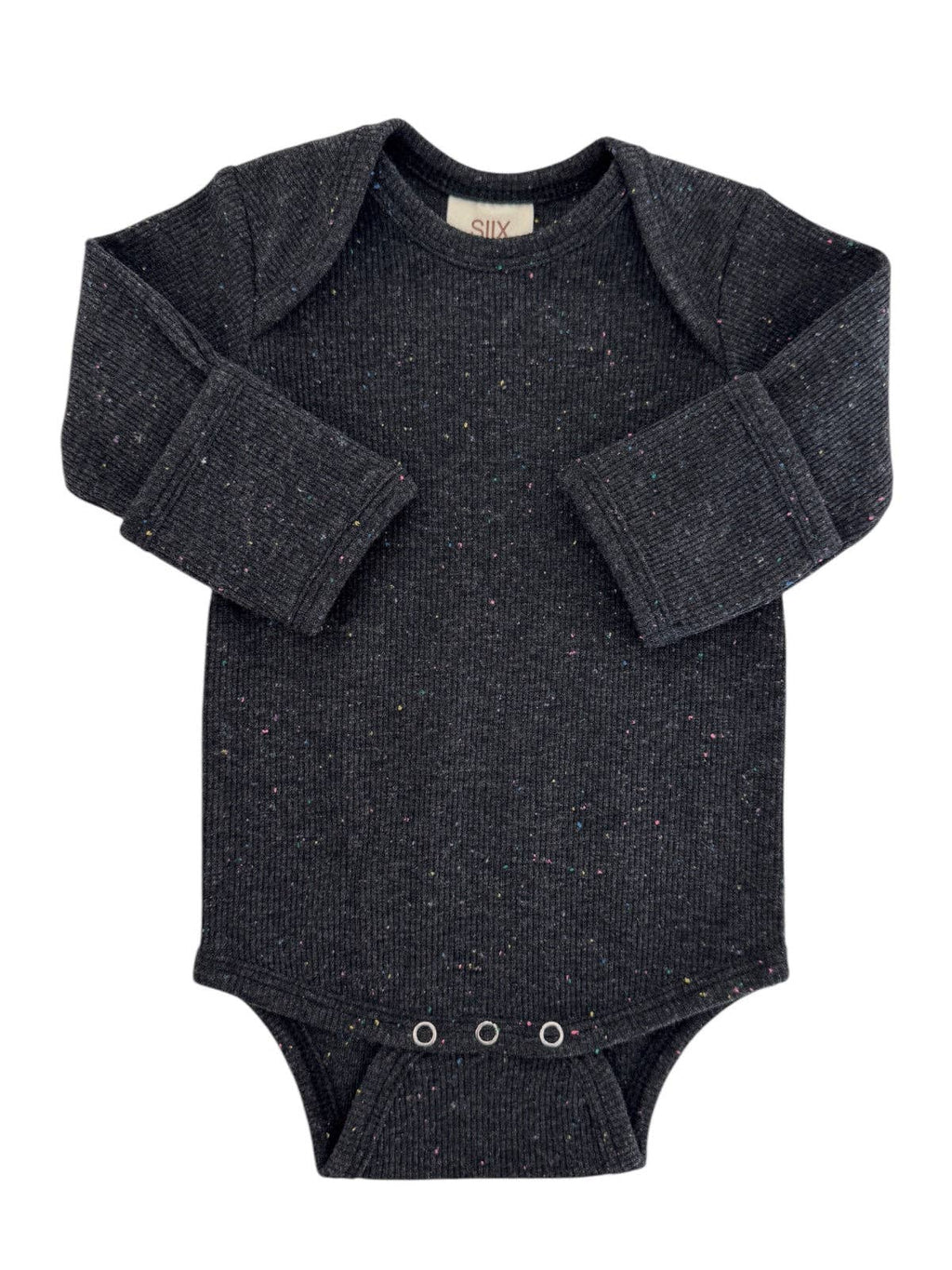 Charcoal Speckle Long Sleeve Bodysuit: