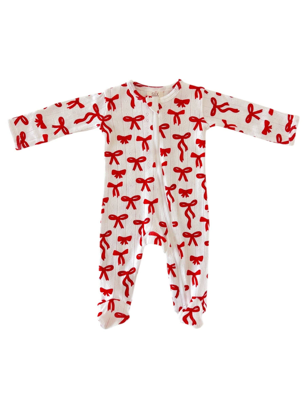 Red Bows Organic  pointelle footie