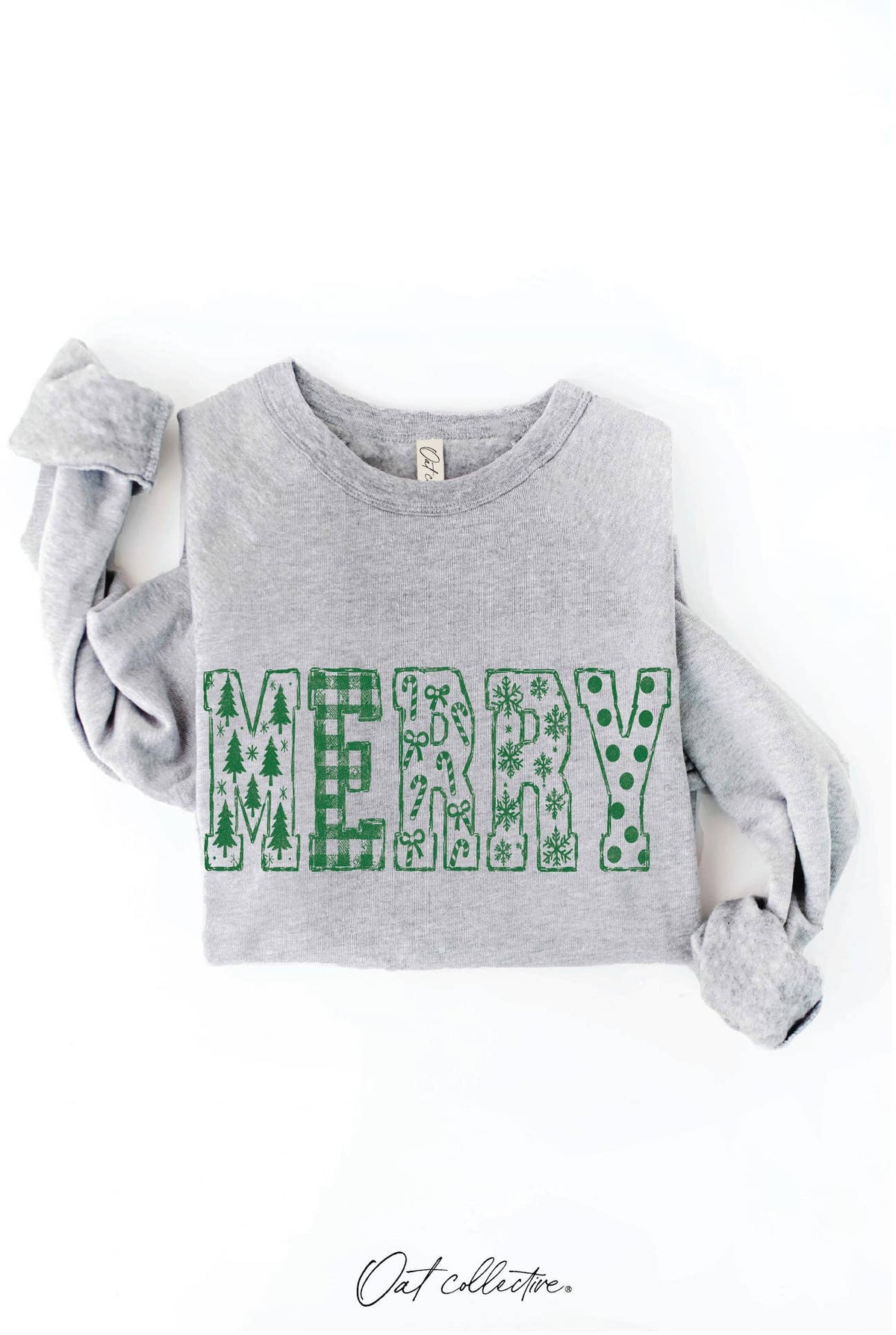 MERRY PATCH SKETCH Graphic Sweatshirt : HEATHER FOREST / M