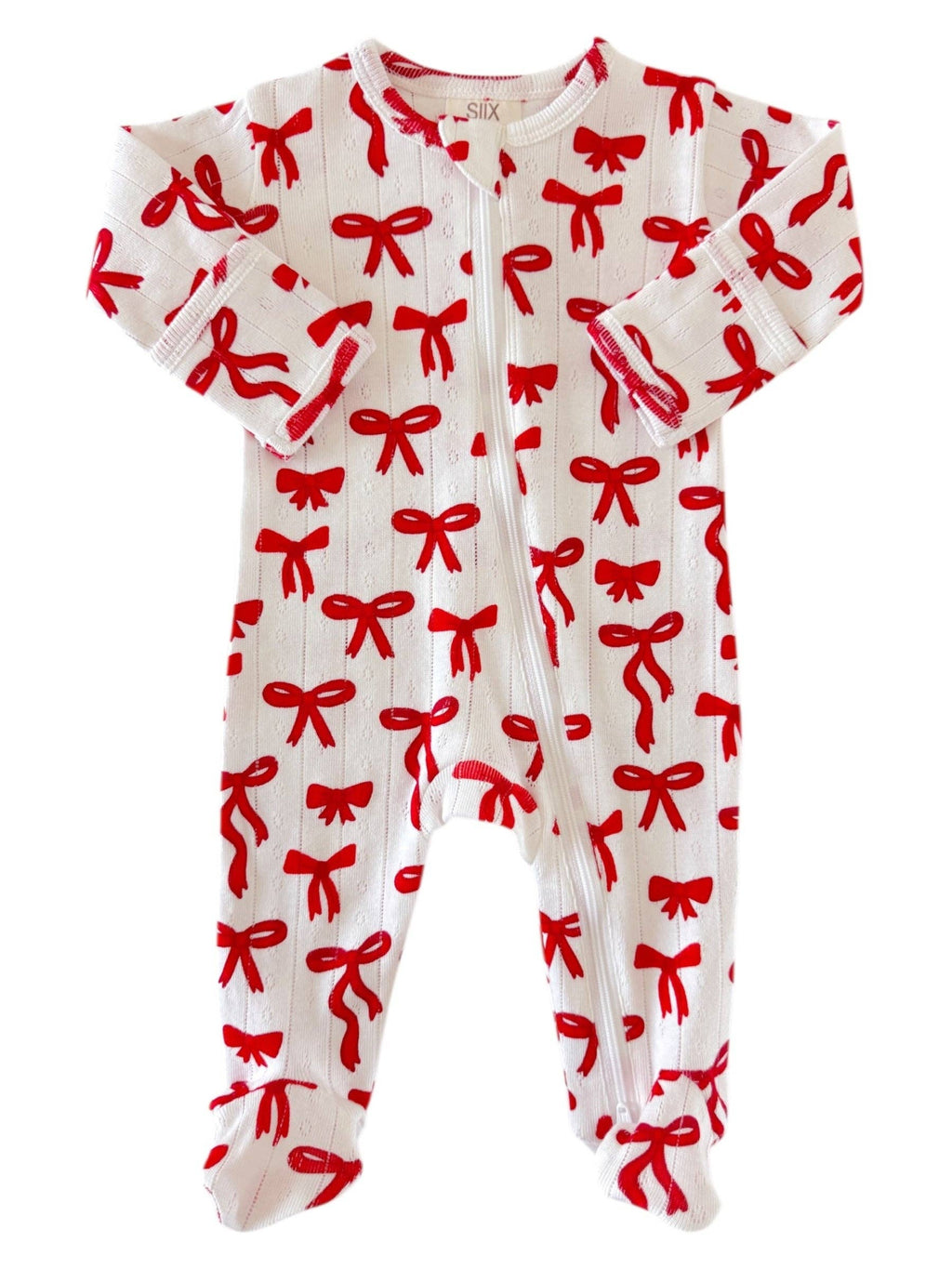 Red Bows Organic  pointelle footie