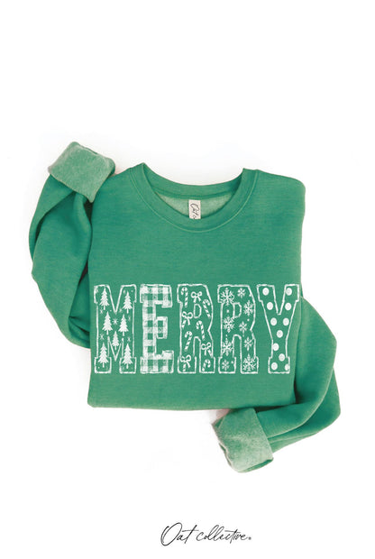 MERRY PATCH SKETCH Graphic Sweatshirt : HEATHER FOREST / M