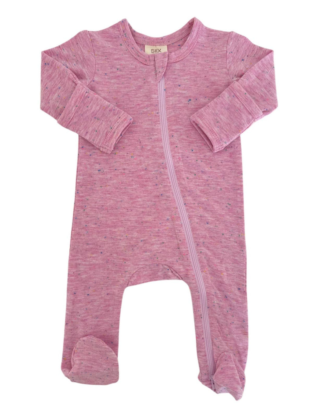 Pink Speckle zip footie sleeper