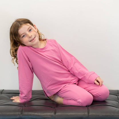 Crew Neck Jogger Set Raspberry Rose: Raspberry Rose French Terry / 4 Years