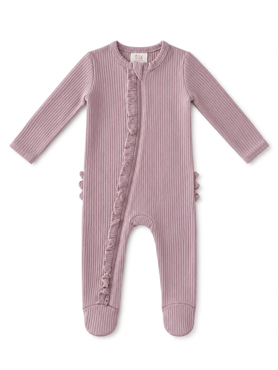 Ribbed Frill 2-Way Zip Footie