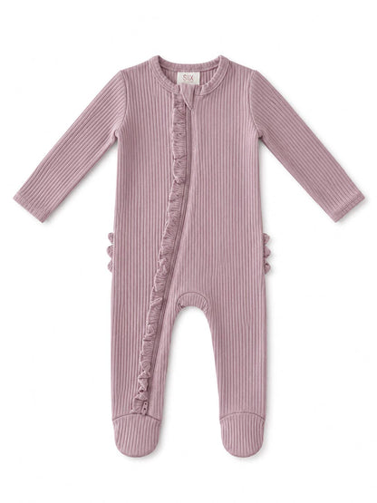 Ribbed Frill 2-Way Zip Footie