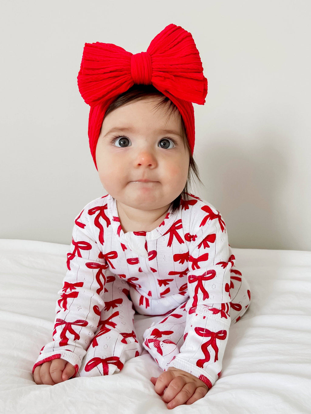 Red Bows Organic  pointelle footie