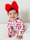 Red Bows Organic  pointelle footie