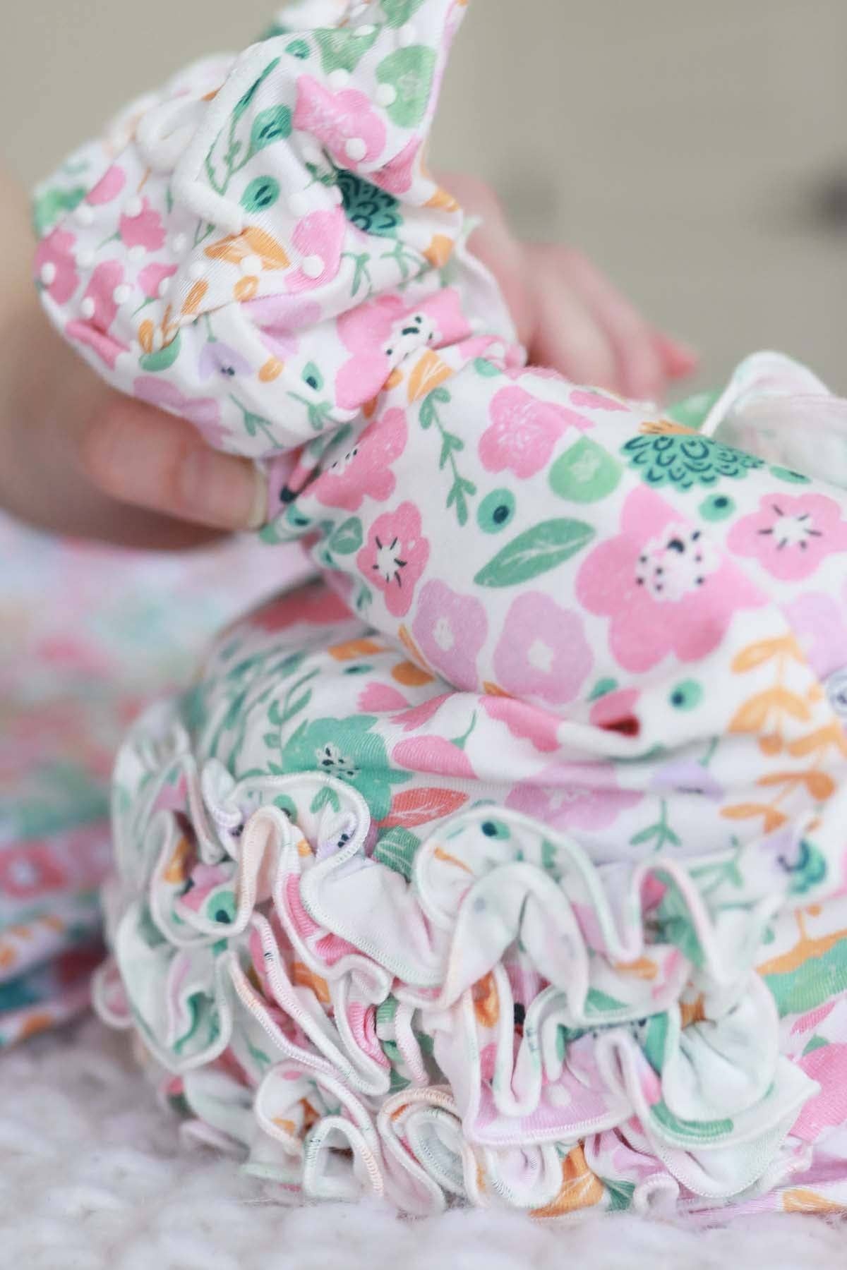 Whimsy Floral Ruffle Footie