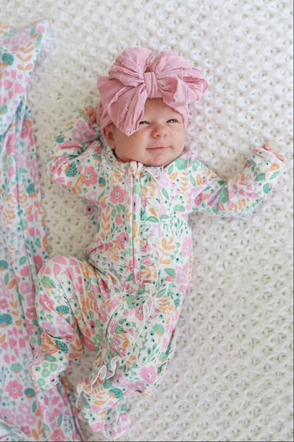Whimsy Floral Ruffle Footie