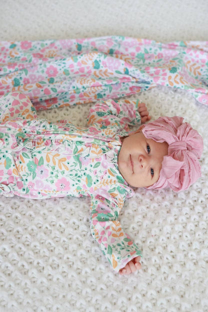 Whimsy Floral Ruffle Footie