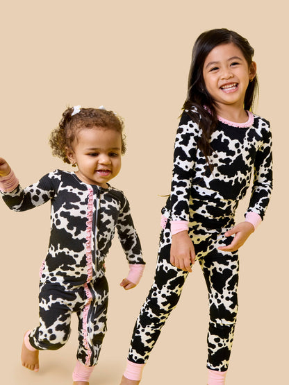 Baby Girls Bamboo  Moo ruffle outfit