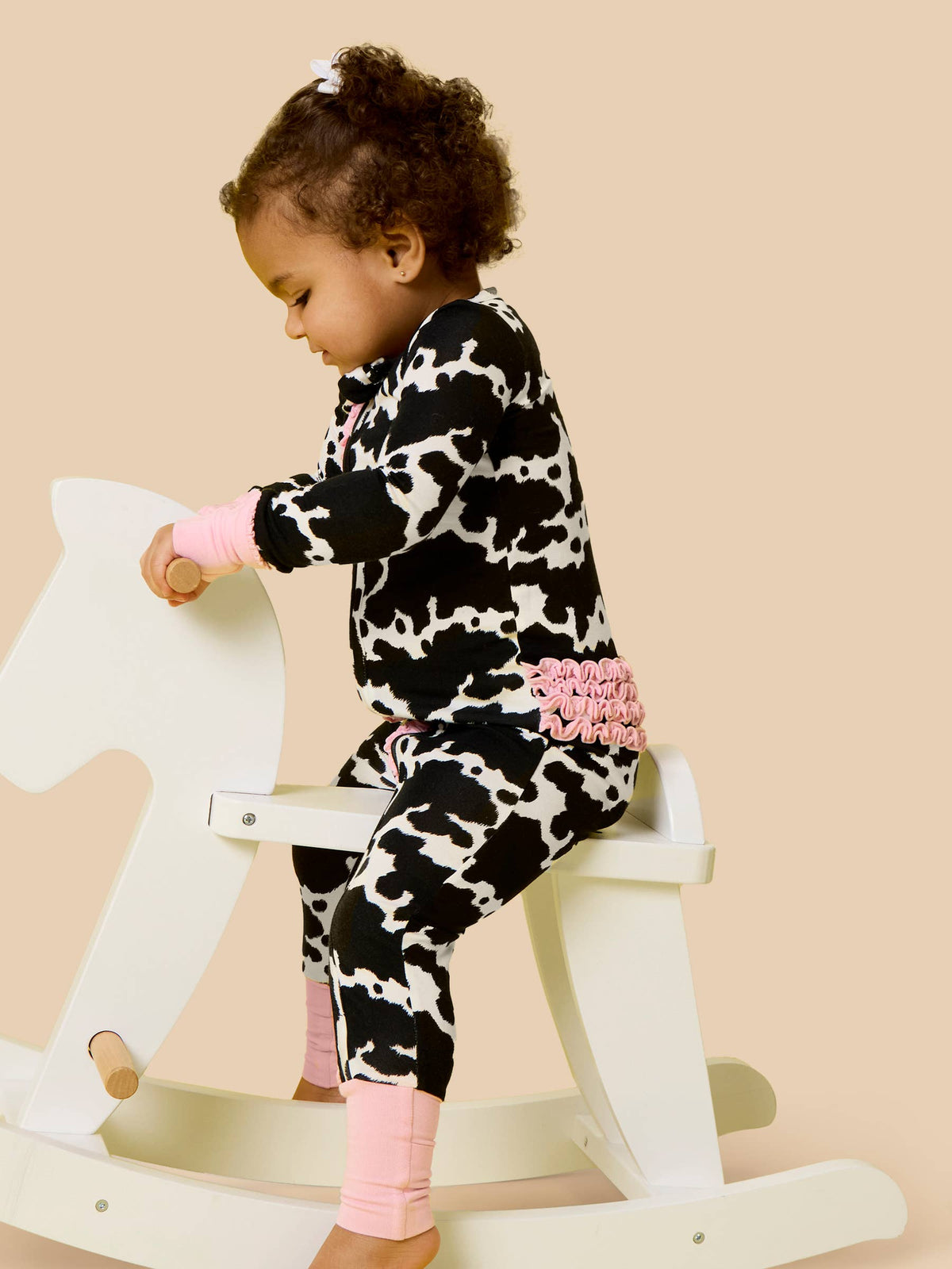 Baby Girls Bamboo  Moo ruffle outfit