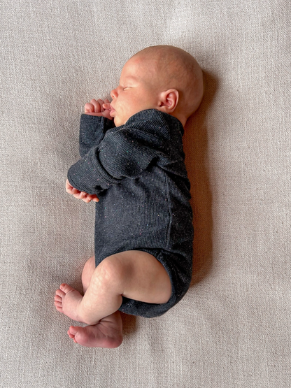 Charcoal Speckle Long Sleeve Bodysuit: